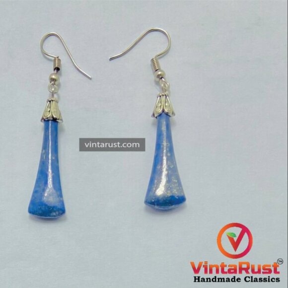 Dangle Earrings, Gemstone Dangle Earrings, Lapis Lazuli Handmade Earrings - Picture 5 of 9